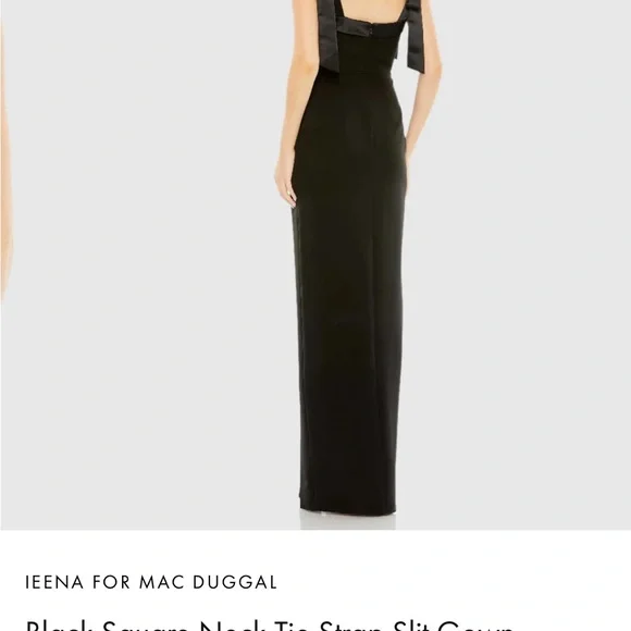 NWT IEENA FOR MAC DUGGAL
Black Square Neck Tie Strap Slit Gown Size 4 - Picture 3 of 10